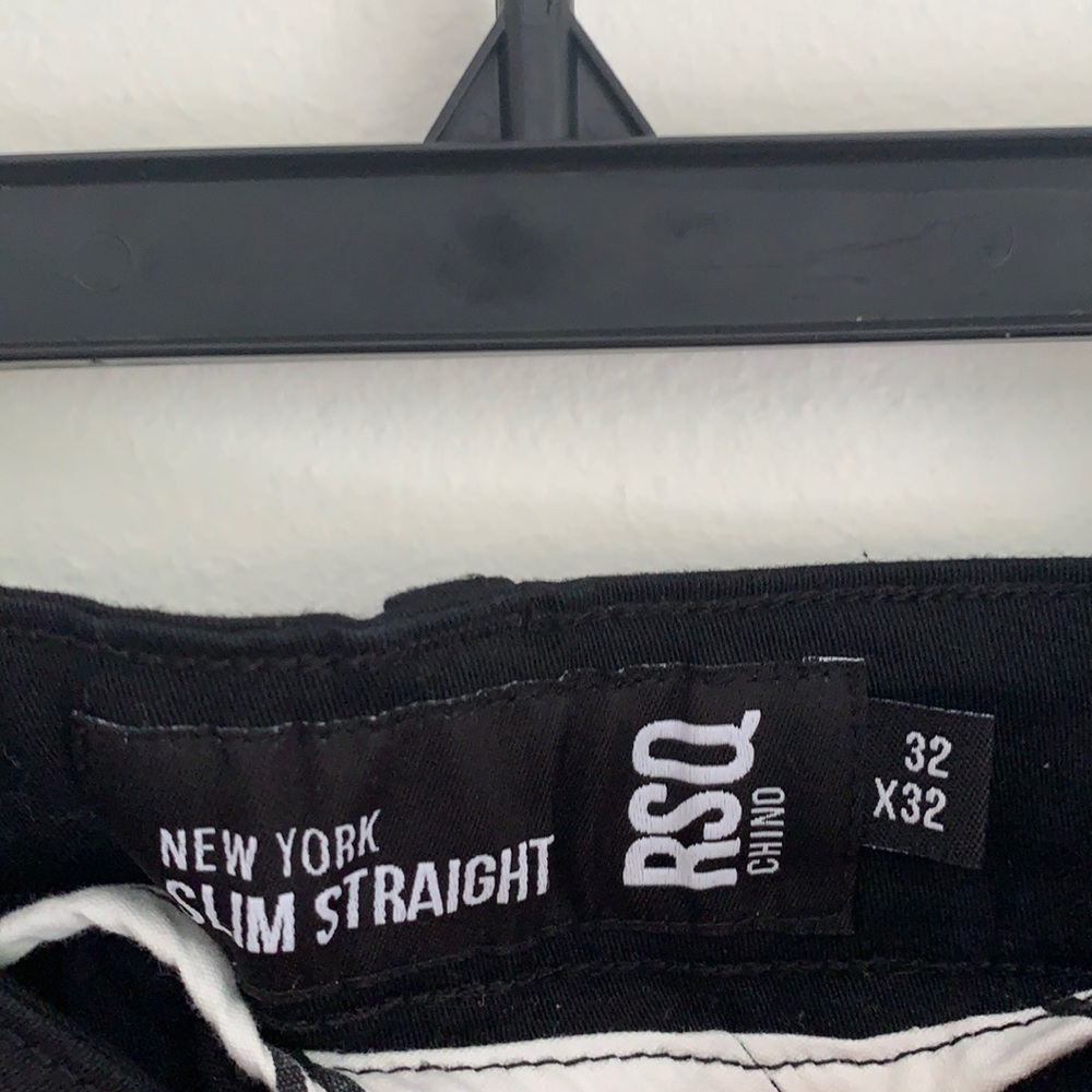 RSQ Slim Straight Black Chino